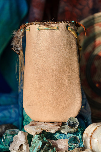 Eagle Pouch Stormie Original Beaded Design with Horsehair and Turquoise