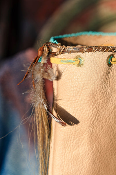 Eagle Pouch Stormie Original Beaded Design with Horsehair and Turquoise