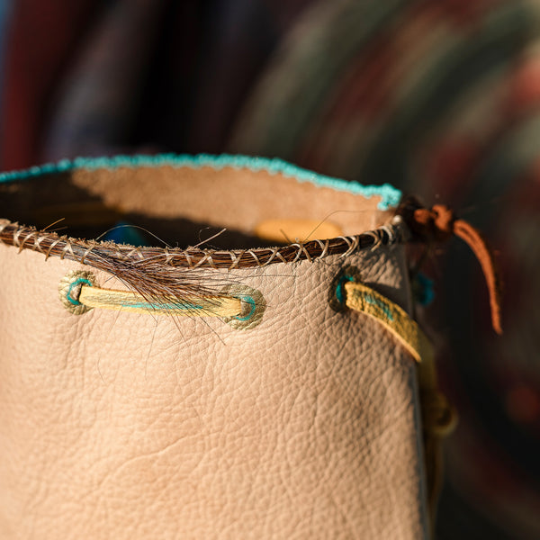 Eagle Pouch Stormie Original Beaded Design with Horsehair and Turquoise