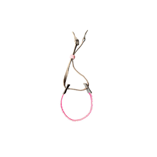 Top view Pink glass beaded leather bracelet