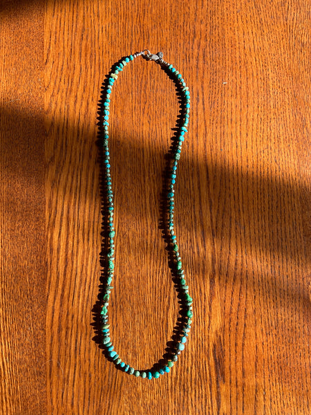 Turquoise Necklace 22 inches Beaded Stormie Designed Wearables Art