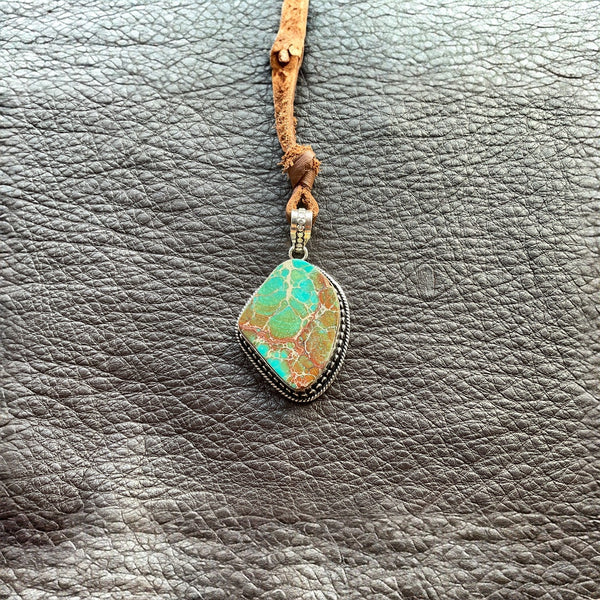 sea sediment jasper pendant on cord necklace 925 silver