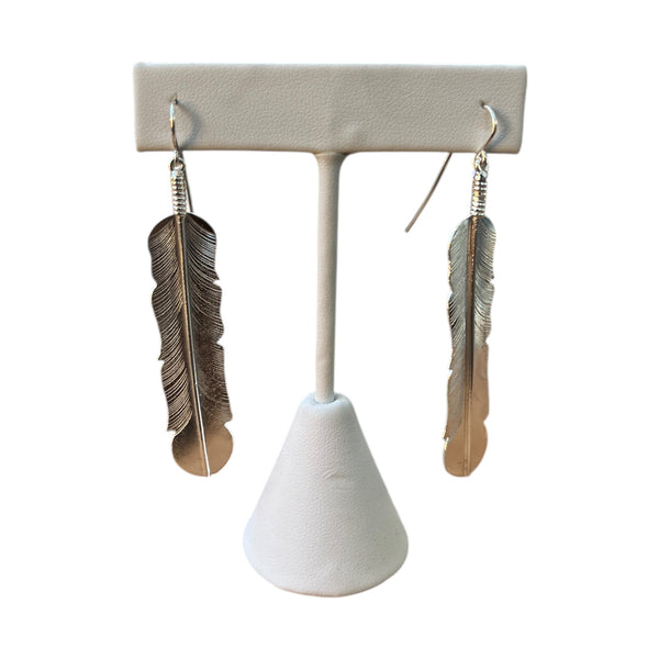 Long Feather Earrings in Sterling Silver Stormie Original Design Jewelry