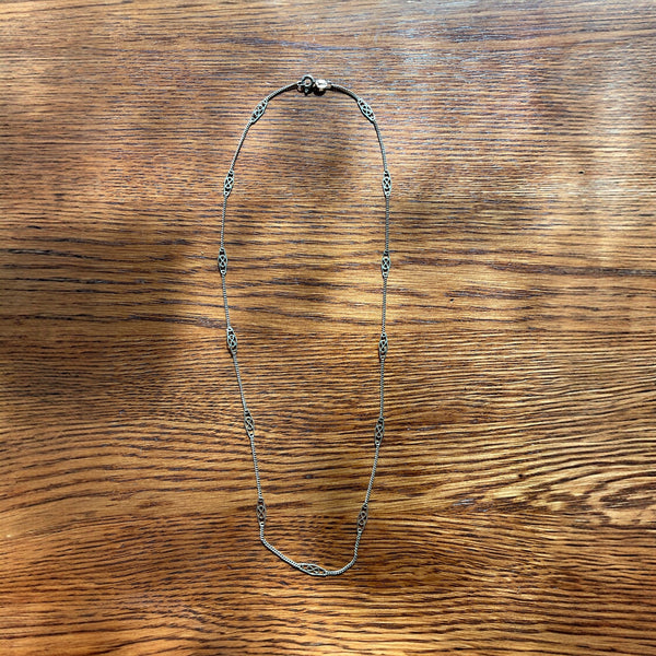 Vintage 14K Italian Gold Filigree 18" Infinity Link Station Necklace