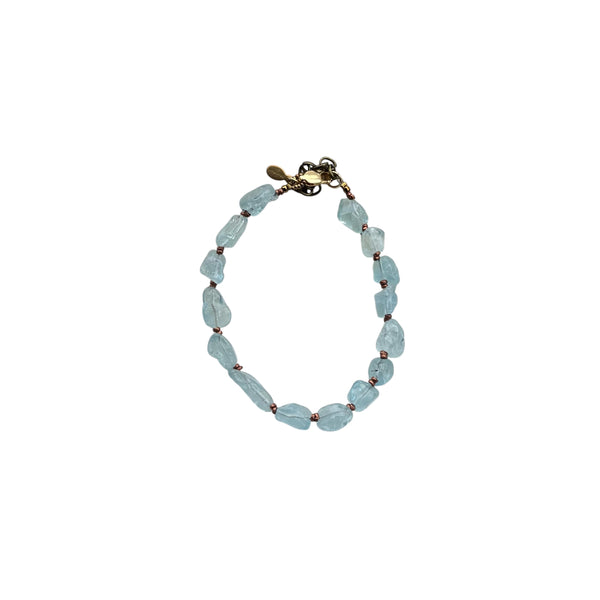 Aquamarine Nugget Copper Heishi Beaded Bracelet Clasp
