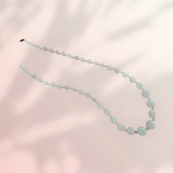 Light Shade Rose Quartz Beaded Necklace Jewelry - Stormie Art