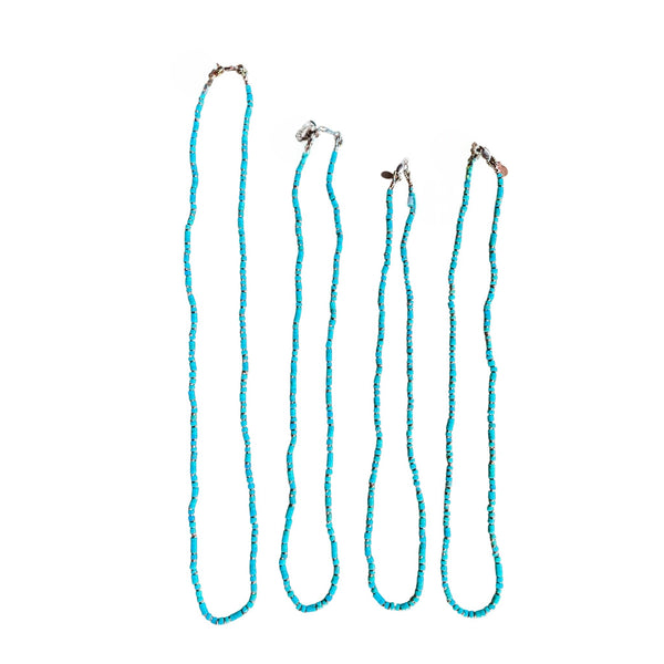 Turquoise Necklace with Copper Heishi and Lobster Clasp Hand beaded by Stormie