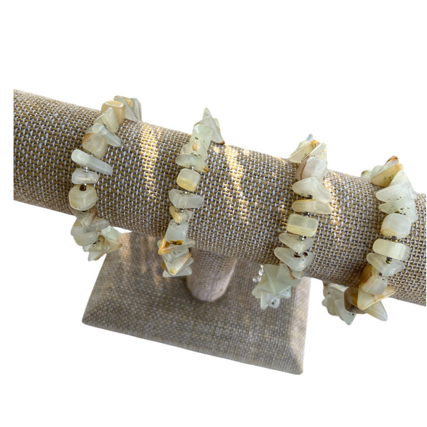 Antique Mexican Agate Stone Beads Hand Beaded with Rare Micro Steel Space Beads with Lobster Clasp Closure