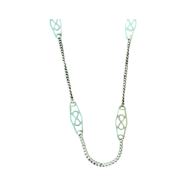 Vintage 14K Italian Gold Filigree 18" Infinity Link Station Necklace