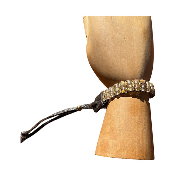 handmade citrine gemstone beaded bracelet front view white background