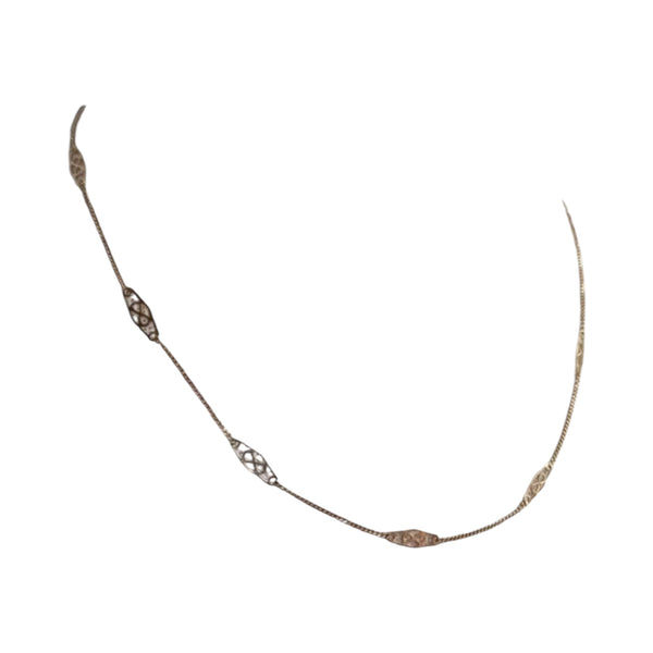 Vintage 14K Italian Gold Filigree 18" Infinity Link Station Necklace