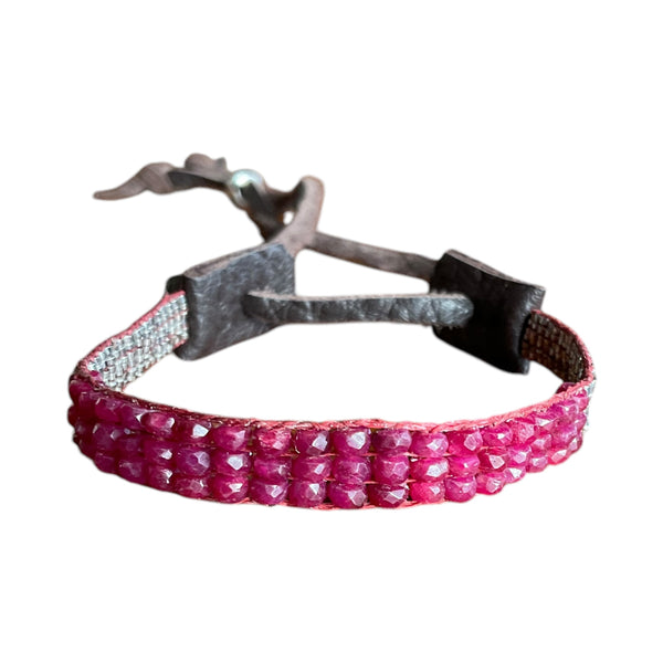 ruby beaded bracelet front view