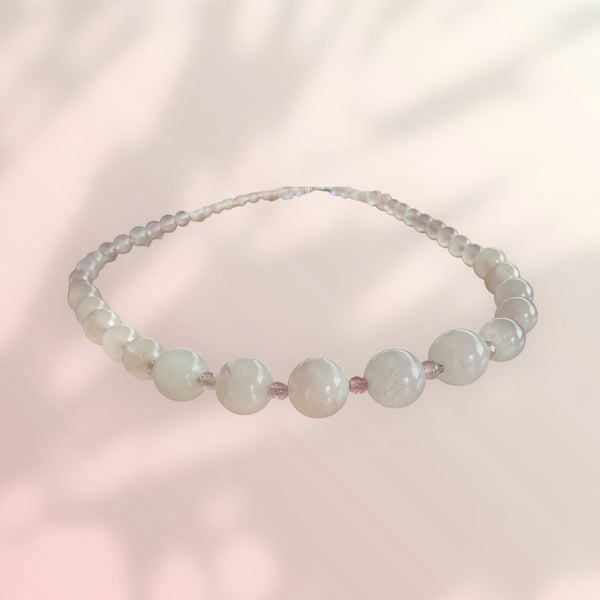 Light Shade Rose Quartz Beaded Necklace Jewelry - Stormie Art