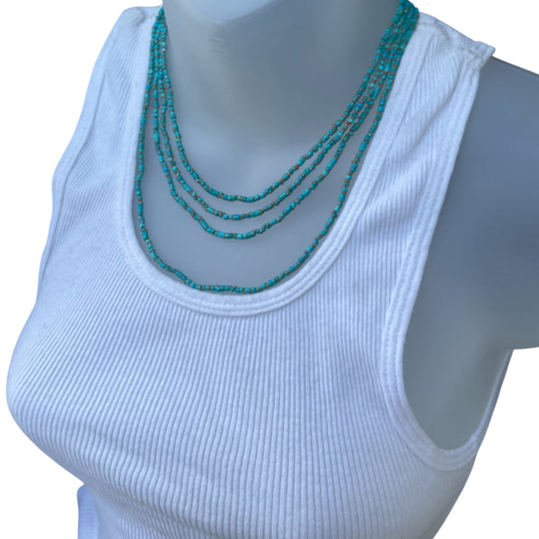 Turquoise Necklace with Copper Heishi and Lobster Clasp Hand beaded by Stormie