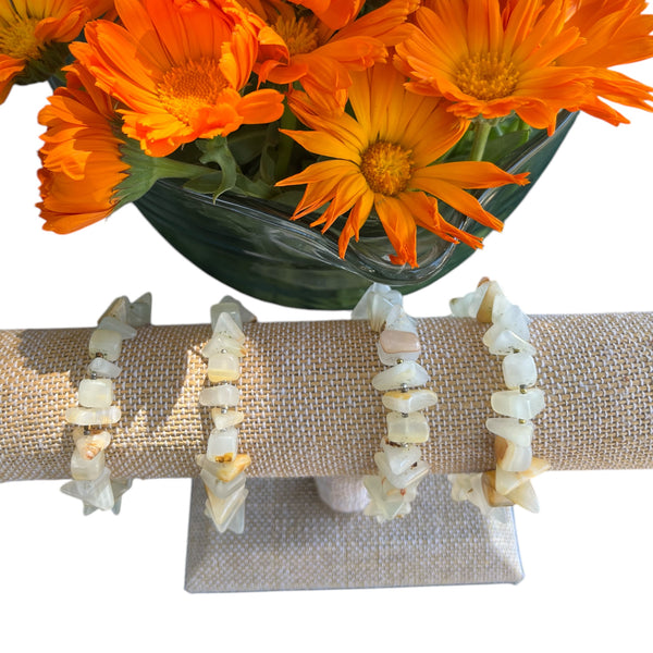 Antique Mexican Agate Stone Beads Hand Beaded with Rare Micro Steel Space Beads with Lobster Clasp Closure