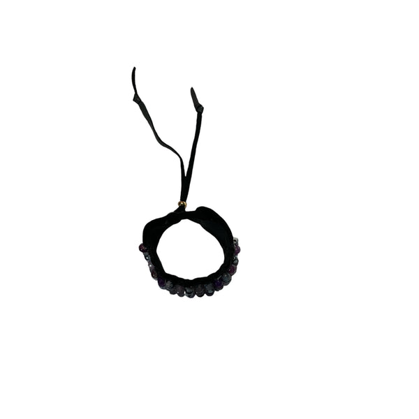 purple leather agate beaded bracelet top