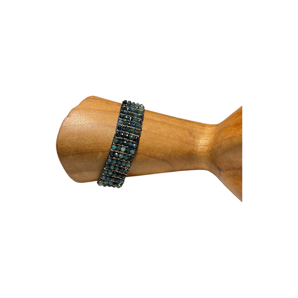 blue tourmaline beaded bracelet front