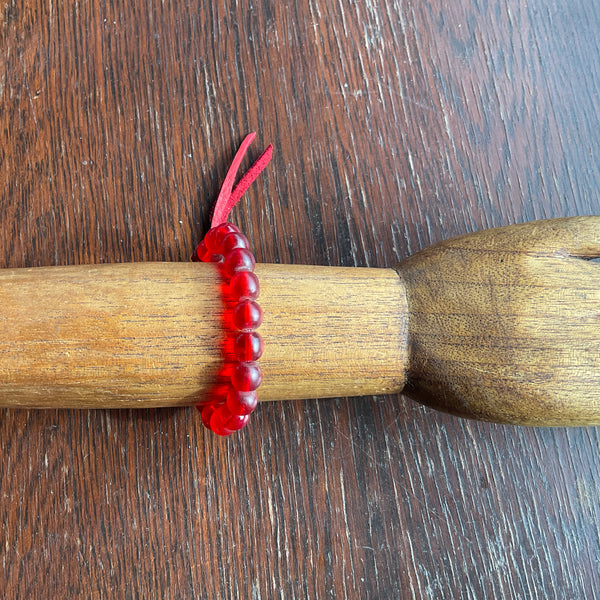 Rare Red Venetian Trade Bead Stretch Bracelet