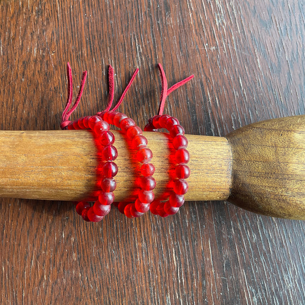 Rare Red Venetian Trade Bead Stretch Bracelet