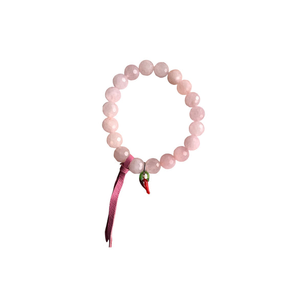 rose quartz beaded stretch bracelet