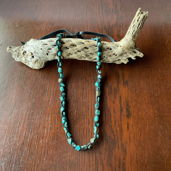 Turquoise Nugget Zig-Zag Necklace handmade beaded design