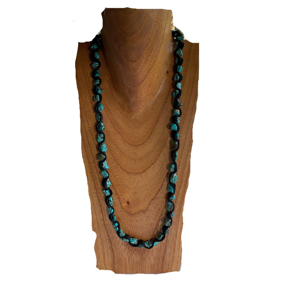 Turquoise Nugget Zig-Zag Necklace handmade beaded design