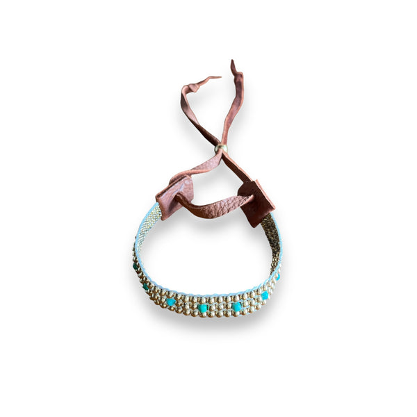 7 Turquoise Beads & Gold Bracelet