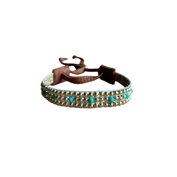 7 Turquoise Beads & Gold Bracelet