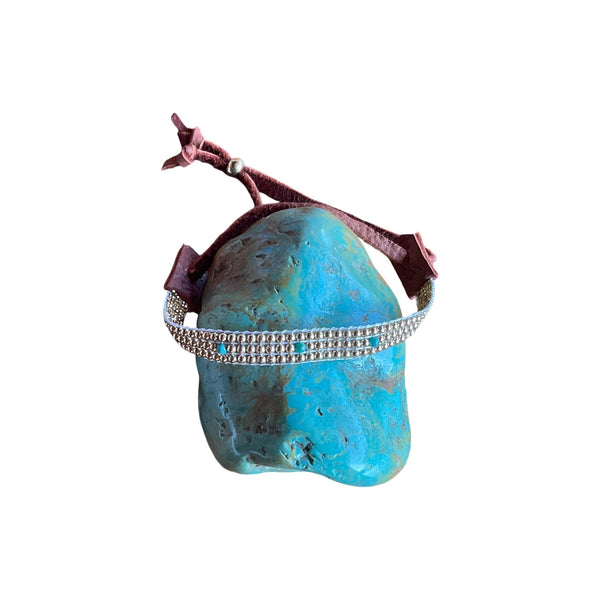 3 Turquoise Beads & Gold Bracelet