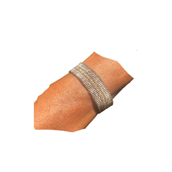 sterling silver beaded gold-filled handmade bracelet on arm