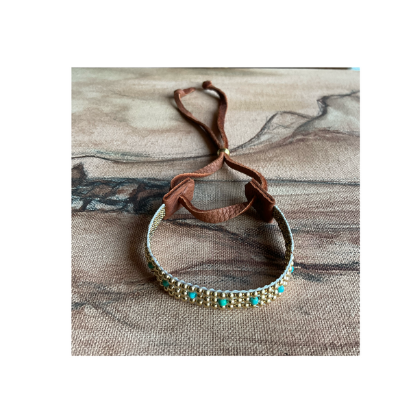 7 Turquoise Beads & Gold Bracelet