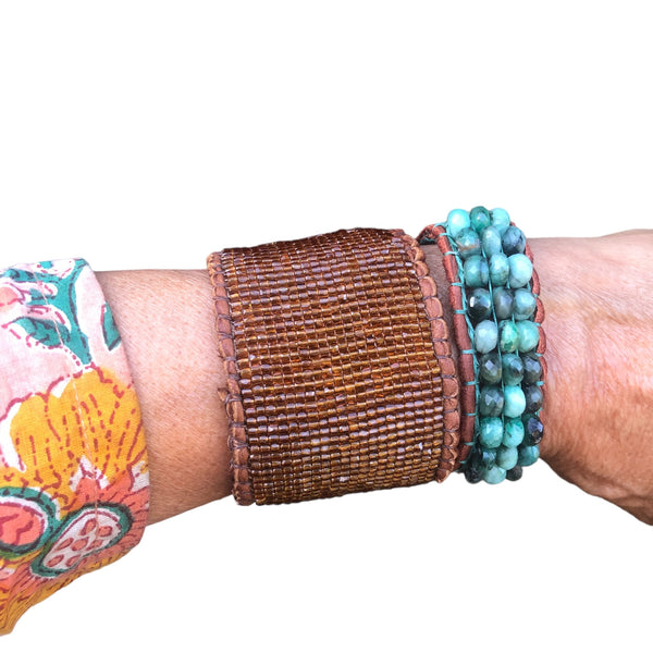 Successful Love Emerald Green Leather Beaded Bracelet