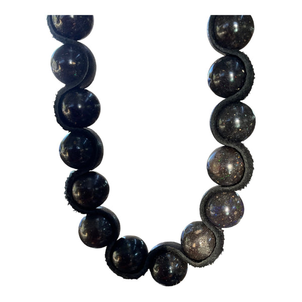 Black Opal Bison Leather Necklace