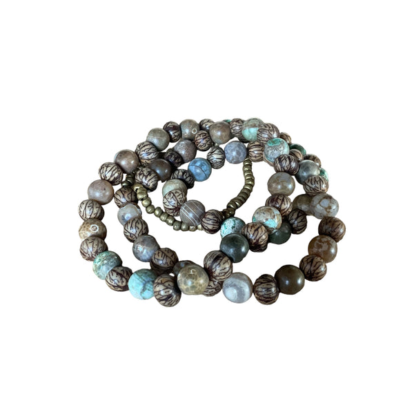 Sea Jasper and Natural Seeds Beaded Long Stormie Necklace Design
