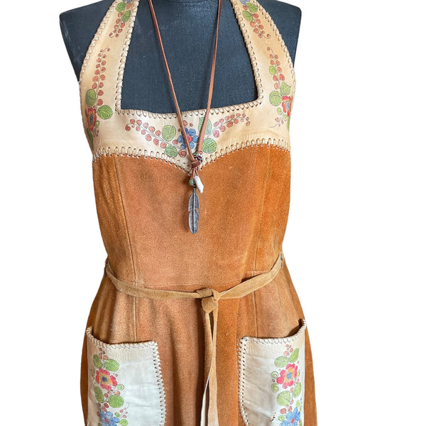 Feather Pendant Necklace on Leather Cord with Trade Beads and Antique Shell