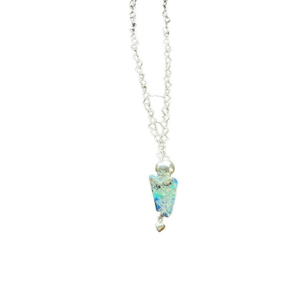 Raw Opal Stone Necklace with Heart Chain