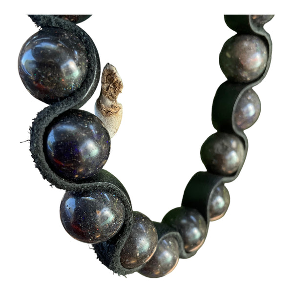 Black Opal Bison Leather Necklace
