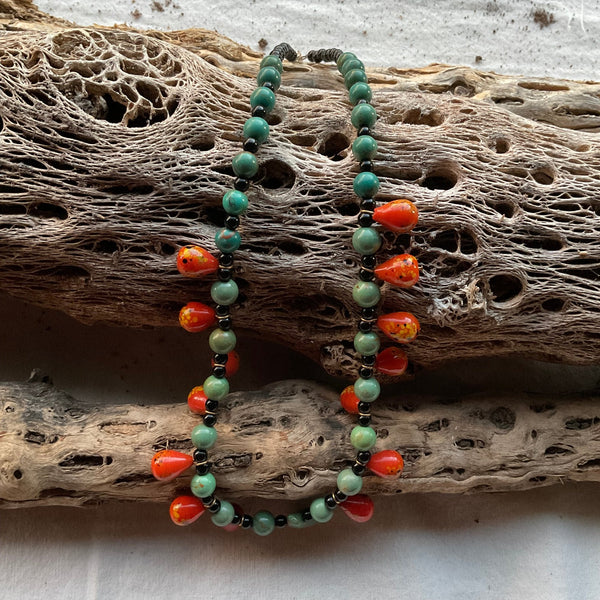 Round Turquoise and Crumb Bead Necklace