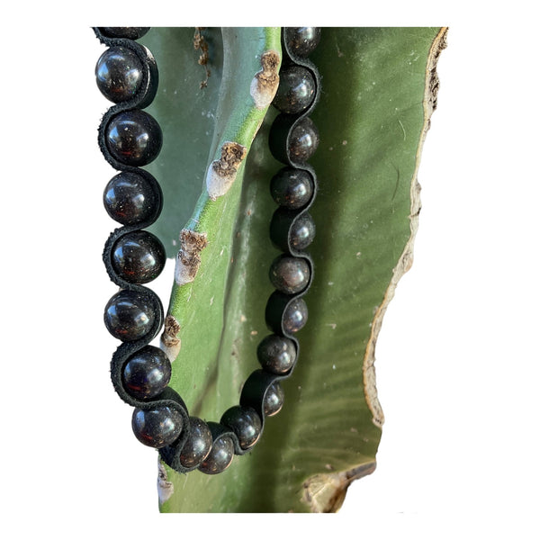 Black Opal Bison Leather Necklace