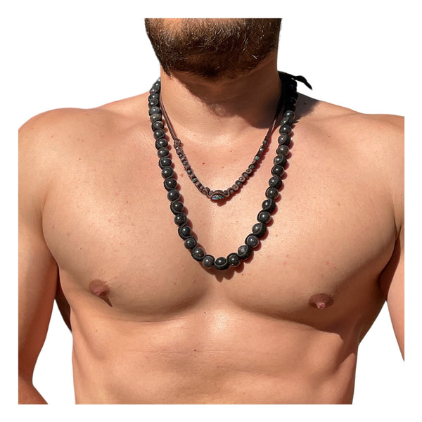 Black Opal Bison Leather Necklace