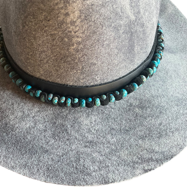 Blue Turquoise Leather Hatband