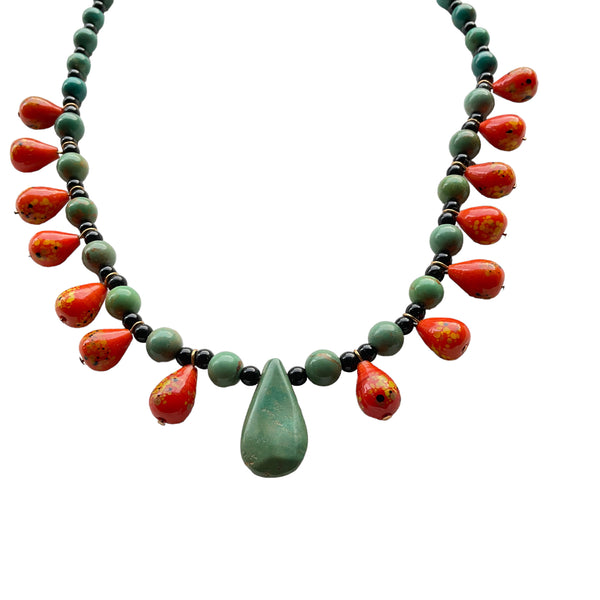 Round Turquoise and Crumb Bead Necklace