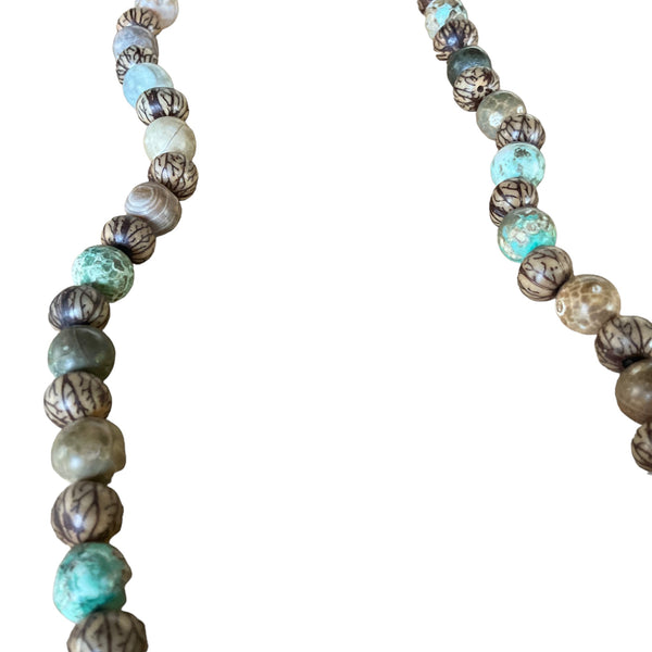 Sea Jasper and Natural Seeds Beaded Long Stormie Necklace Design