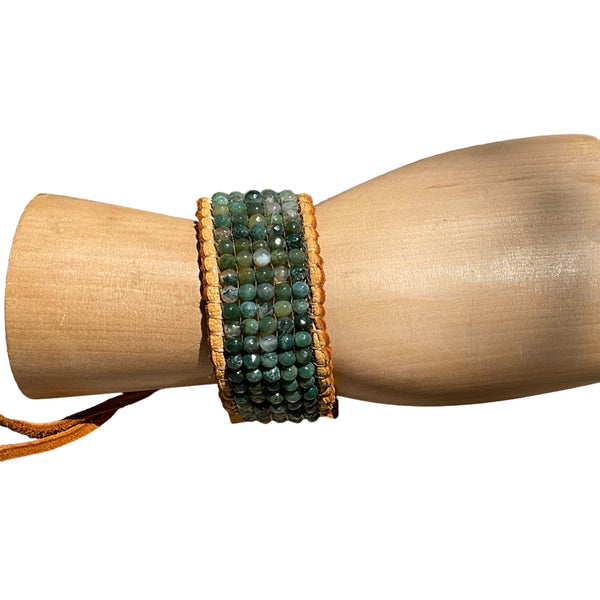 leather bracelet beaded agate stormie jewelry