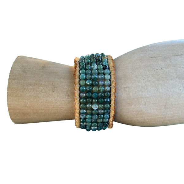 handmade indian agate beaded bracelet leather stormie jewelry