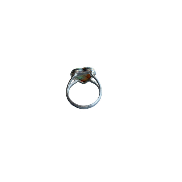 Heart Opal Silver Ring Size 7