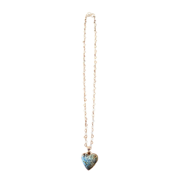 Turquoise Azurite Heart Pendant Charm Necklace