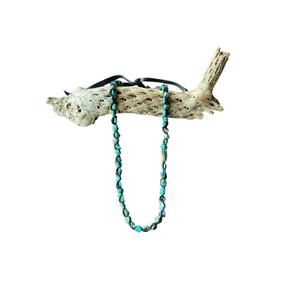 Turquoise Nugget Zig-Zag Necklace handmade beaded design