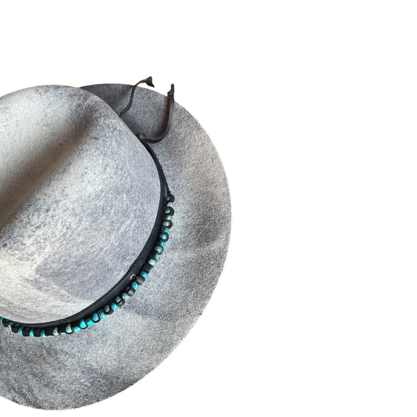 Blue Turquoise Leather Hatband