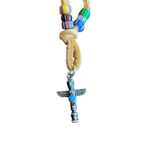 Eagle Totem Pendant Necklace on Leather Cord